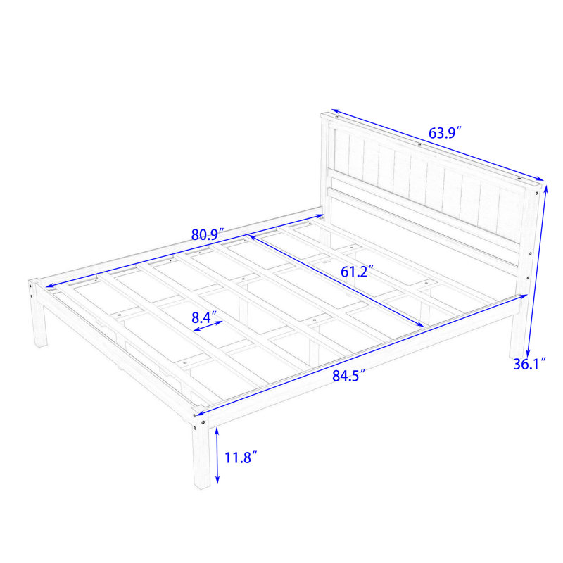 Citarelli Wood Platform Bed with Headboard, Queen