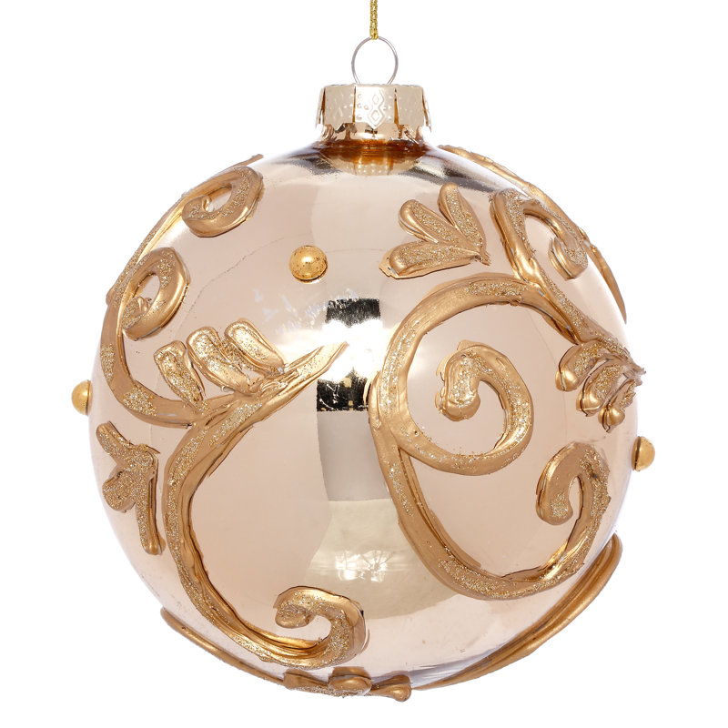 Gold Scroll Ball Ornament, 5 Inches