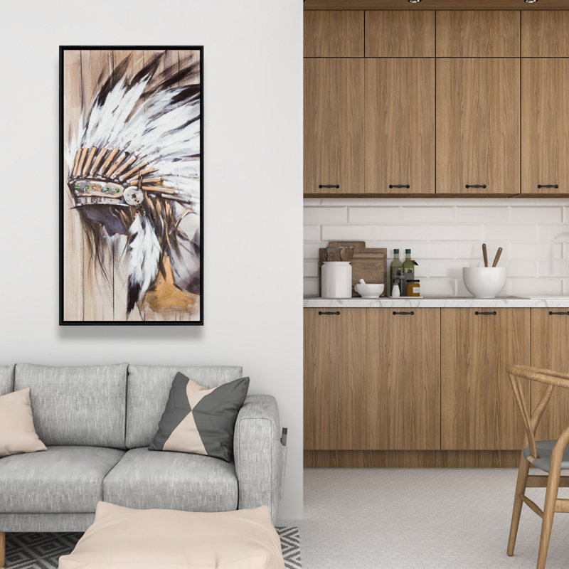 Indien avec impression de plumes sur toile