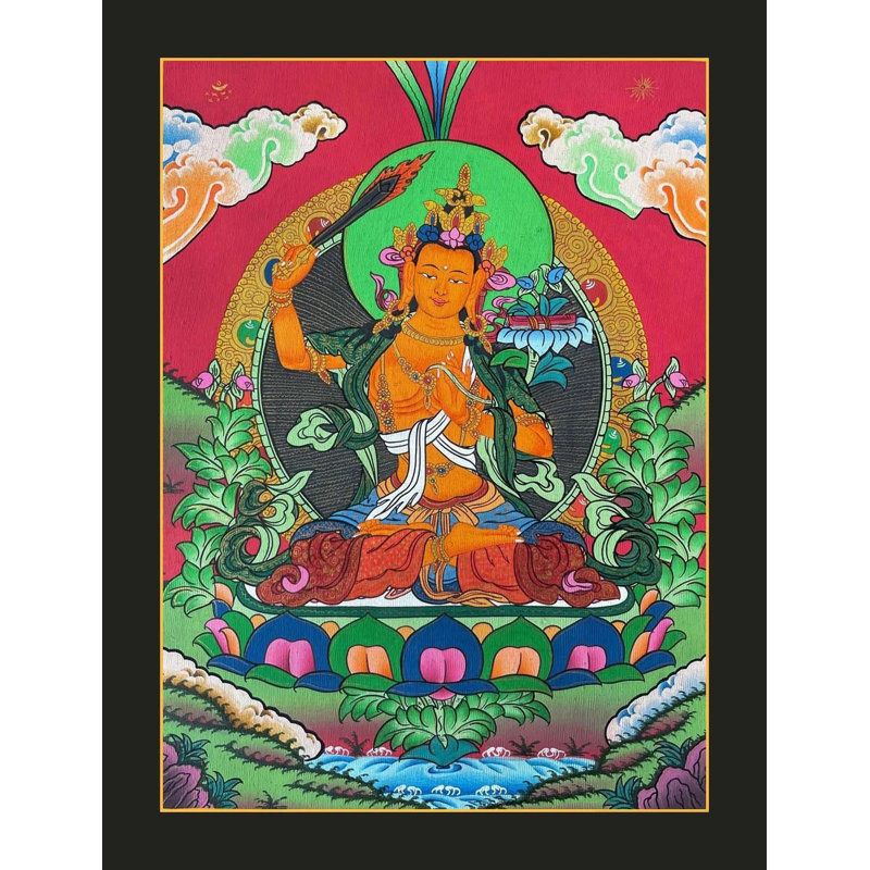 Manjushree Thangka, peinture (Brocadeless Thangka)