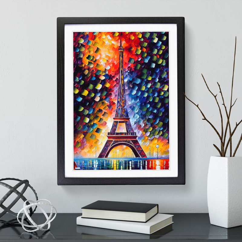 Eiffel Tower In Paris No.3 - Single Picture Frame Print, Black Framed, 64cm H x 46cm W x 2cm D
