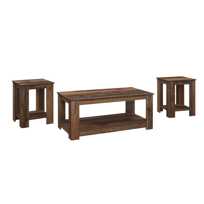 Chasity 3 - Piece Living Room Table Set, Vintage Oak
