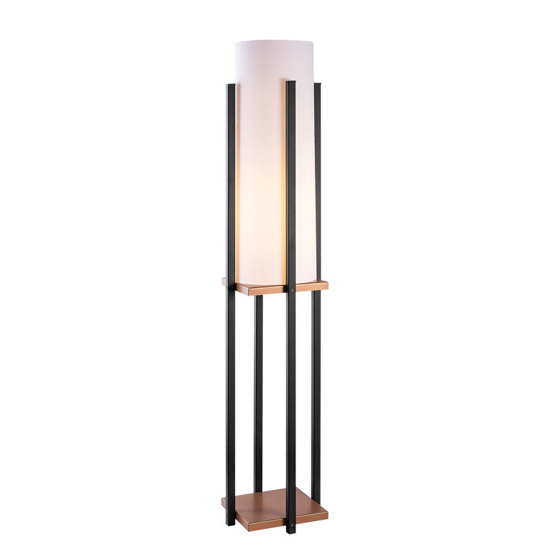 Lampe sur pied colonne 9,83 "Cawe, Blanc, Bronze