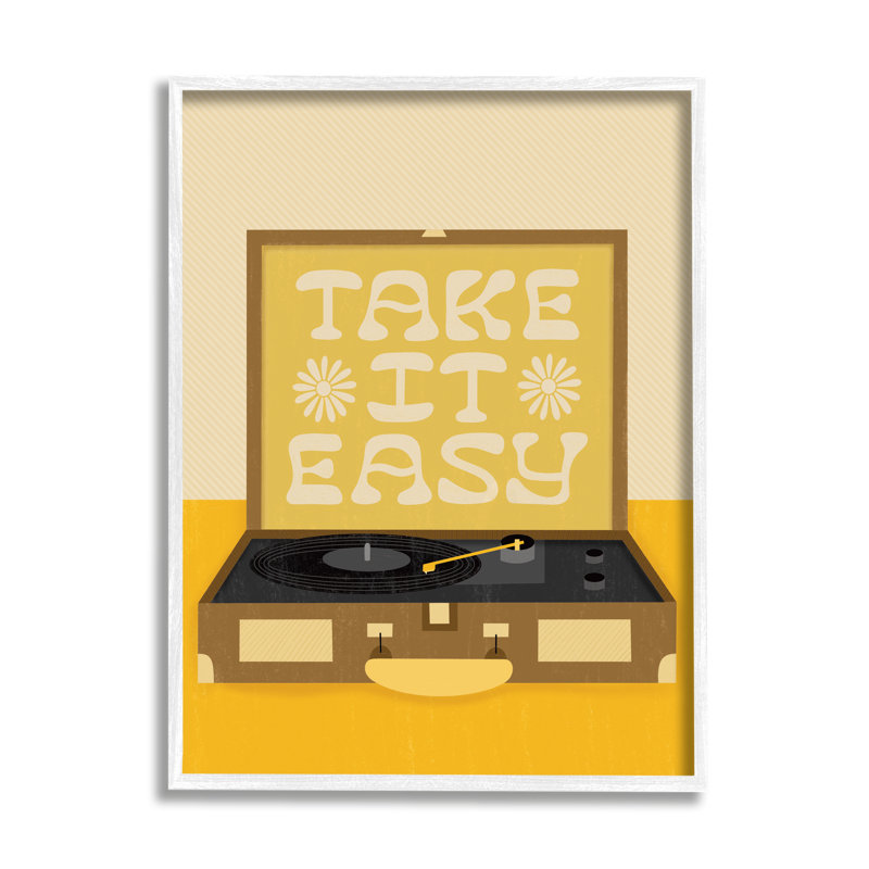 Take It Easy Motivational par - Art textuel, H 20 po x l 16 po x P 1,5 po, Giclée encadrée blanc bord de mer