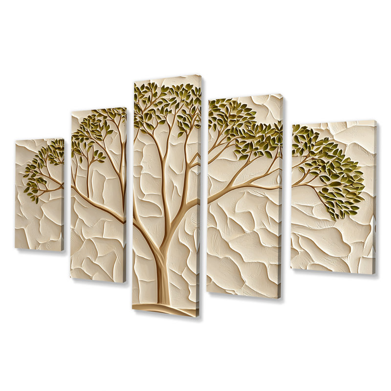 Minimal Acacia Tree Landscape I - Acacia Tree, art mural 5 panneaux