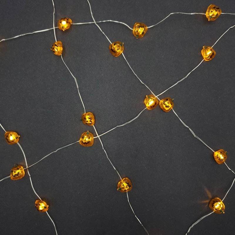 Battery Operated LED Mini String Lights with Jack O' Lanterns