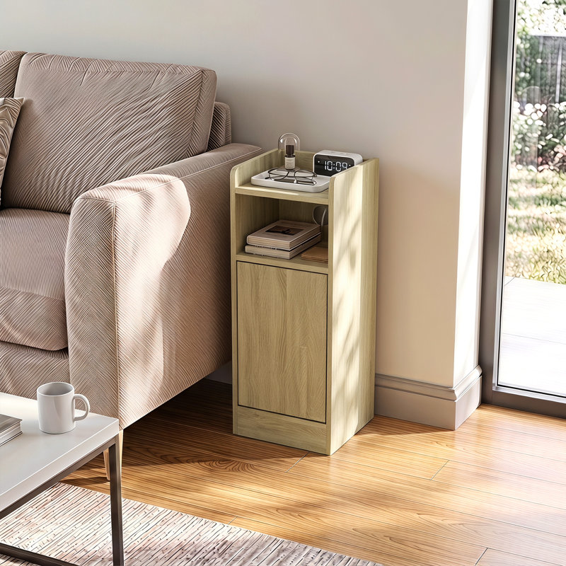 25 cm W Particle Board Bedside Table, Oak
