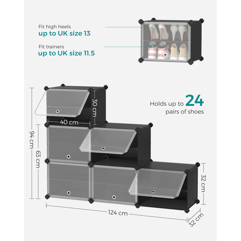 Shoe Rack, Black, 37" H x 32.7" W x 12.6" D