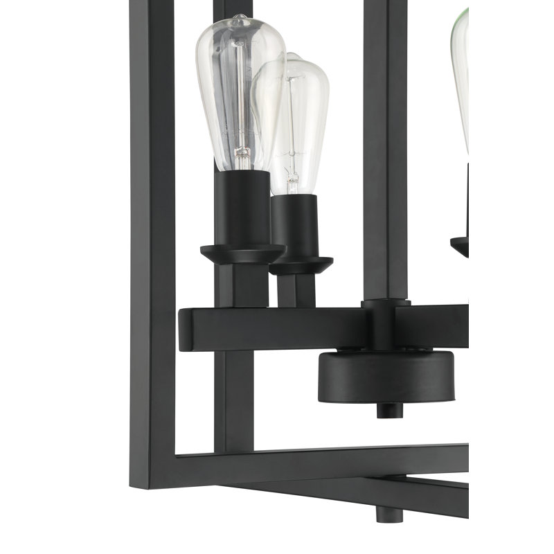 Luminaire suspendu de style lanterne à 4 lumières Tereza, Noir mat