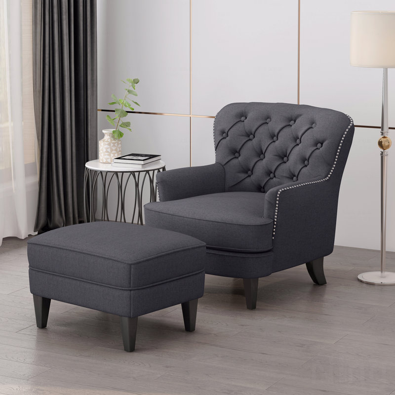 Fauteuil club + repose-pieds