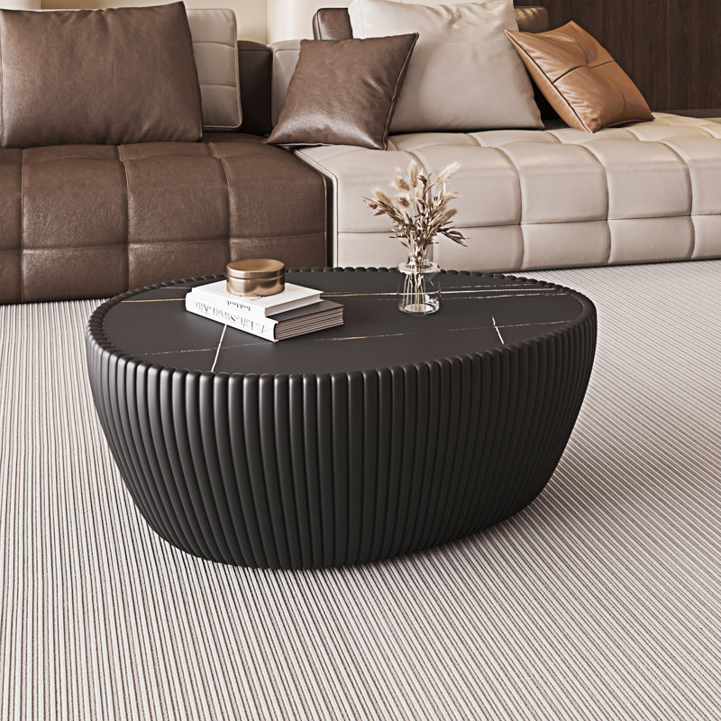Sintered Stone Top Coffee Sofa Table, Black