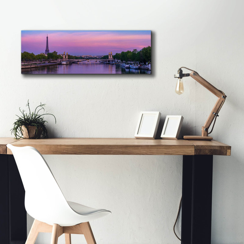«Paris - Sunrise Over Seine Panorama» par Epic Portfolio, art mural sur toile, H 12 po x l 36 po