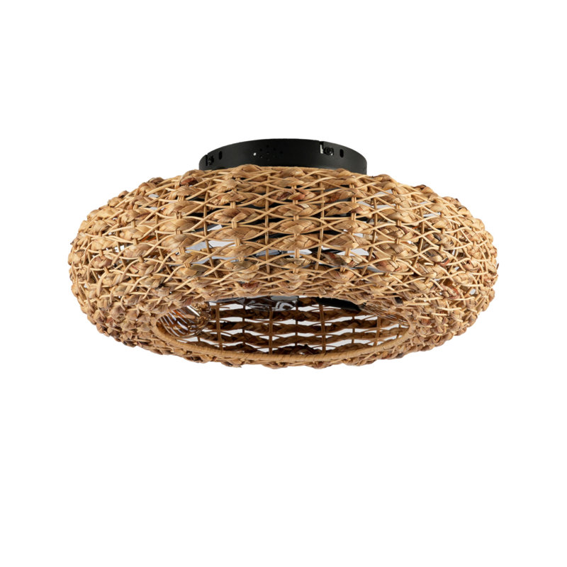 Ventilateur de plafond en bambou 19,6 "avec télécommande, 6 vitesses, ventilateur de plafond réversible à moteur à courant continu pour le salon, la chambre à coucher - AMPOULES NON INCLUSES