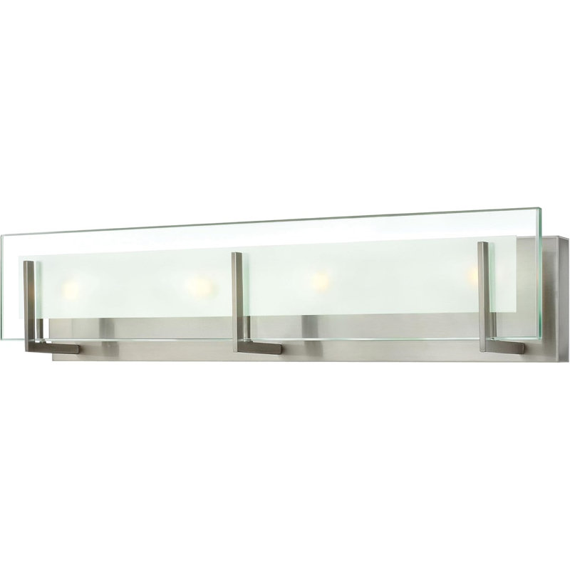 "Modern Sophistication: Luminaire de salle de bain 4 lumières Hriti, finition nickel brossé 26", 240W "