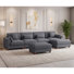 144"W 6-Pieces Corduroy Sectional Sofa with 2 Ottomans
