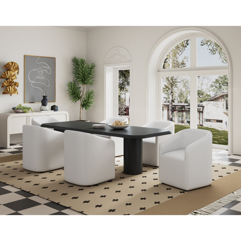 Chaise de salle à manger rembourrée Anna, Crème, crème