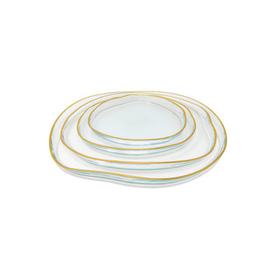 Yosuf 4 Pieces Of Organic Shaped Dinner Plates with Colored Sides