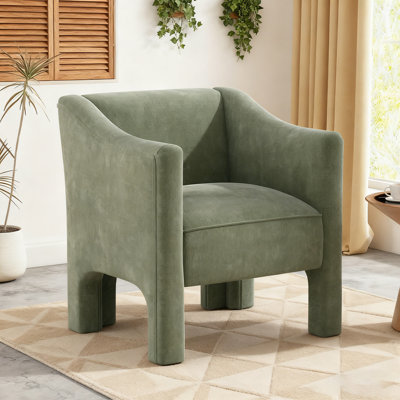 Fauteuil demi-tonneau rembourré unique en chenille avec accoudoirs uniques, parfait pour le confort moderne et l'attrait esthétique