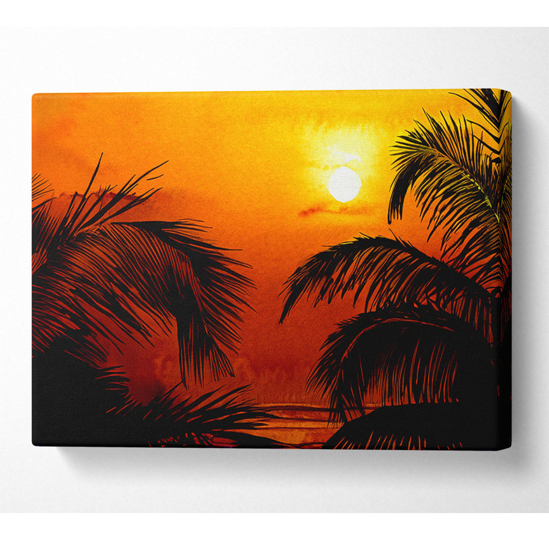 Orange Palmtree Sun - Druck