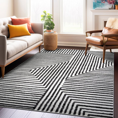 Tapis crème noir Modern Maze