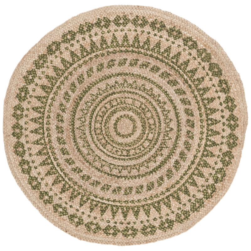 Devaney Hand Woven Jute Southwestern Rug, Round 4' x 4'