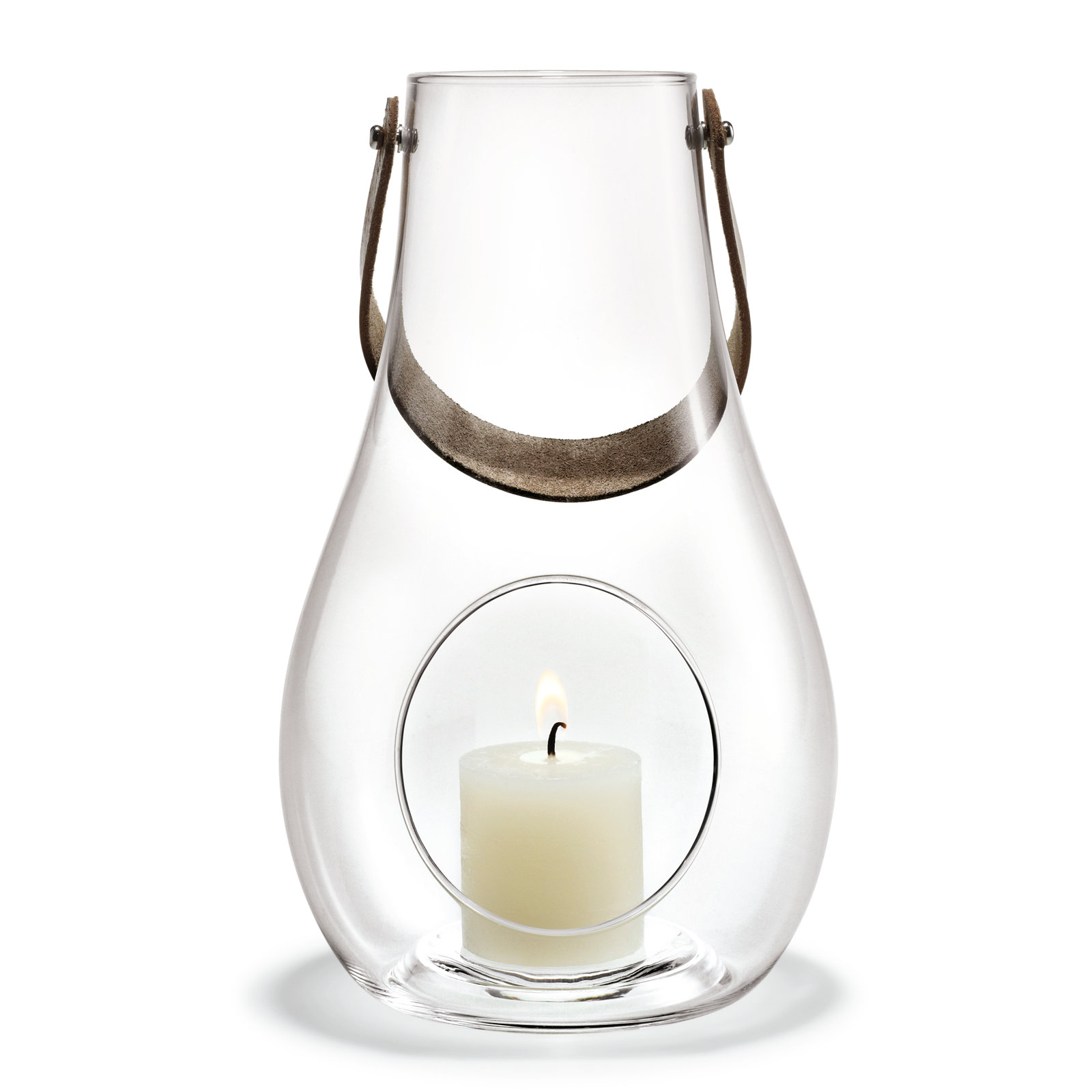 Glass Tabletop Lantern, Clear, 9.8" H x 6.1" W x 6.1" D