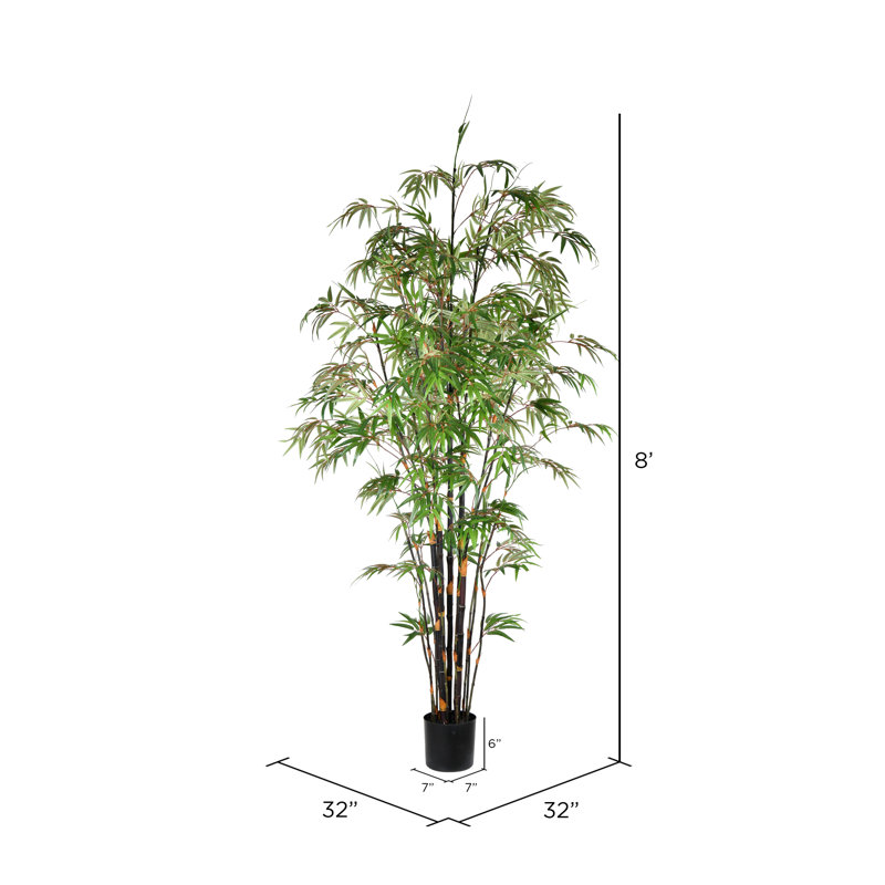 Arbre de bambou artificiel en pot, H 96 po x l 32 po x P 32 po