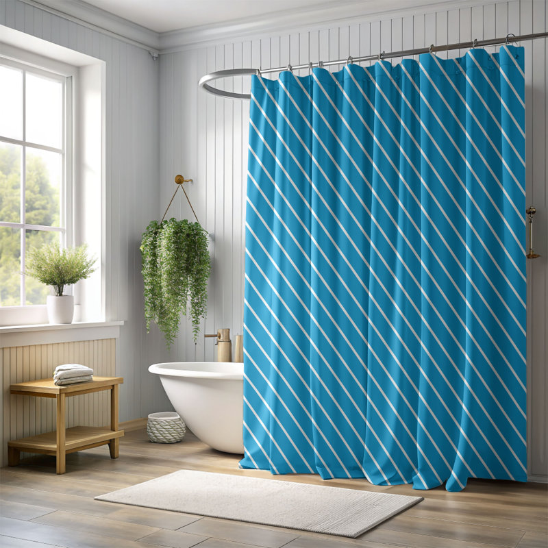 Rideau de douche Blue Stripes - Premium, H 74 po x l 35 po