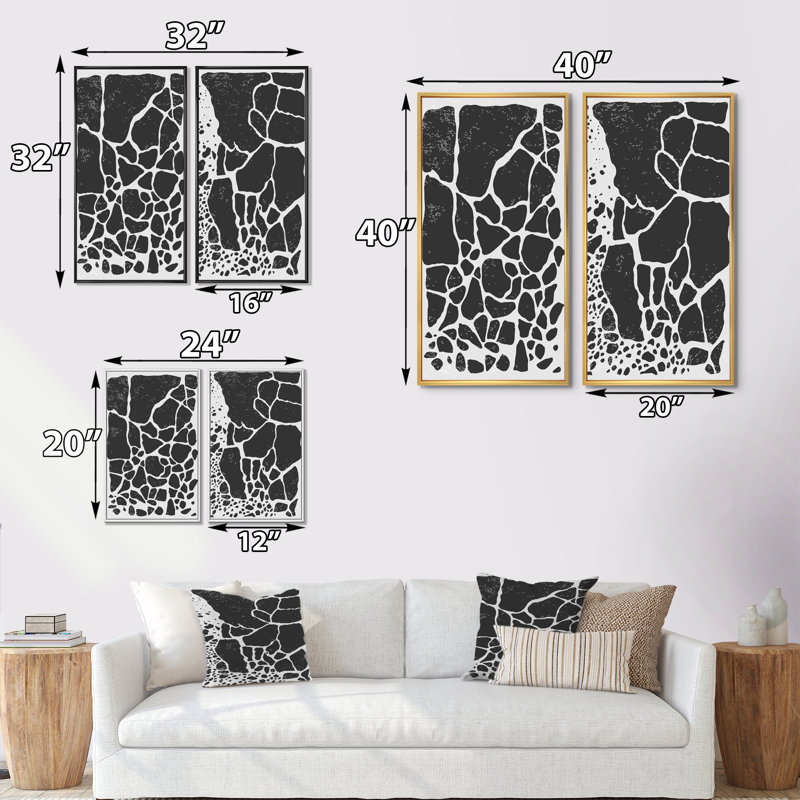 «Abstract Artistic Organic Minimalistic Shapes II», ensemble de 2 peintures, H 40 po x l 40 po x P 1,5 po, Cadre brun