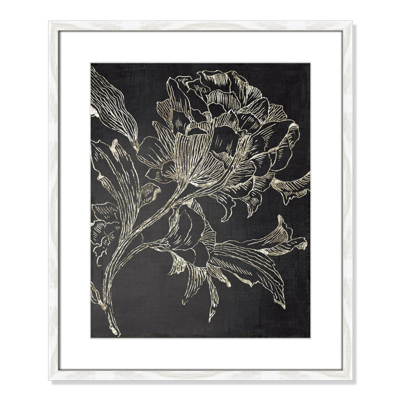 Clarendon Golden Flower Folklore I by Asia Jensen - Picture Frame Graphic Art Print, White Framed, 25.5" H x 21.5" W