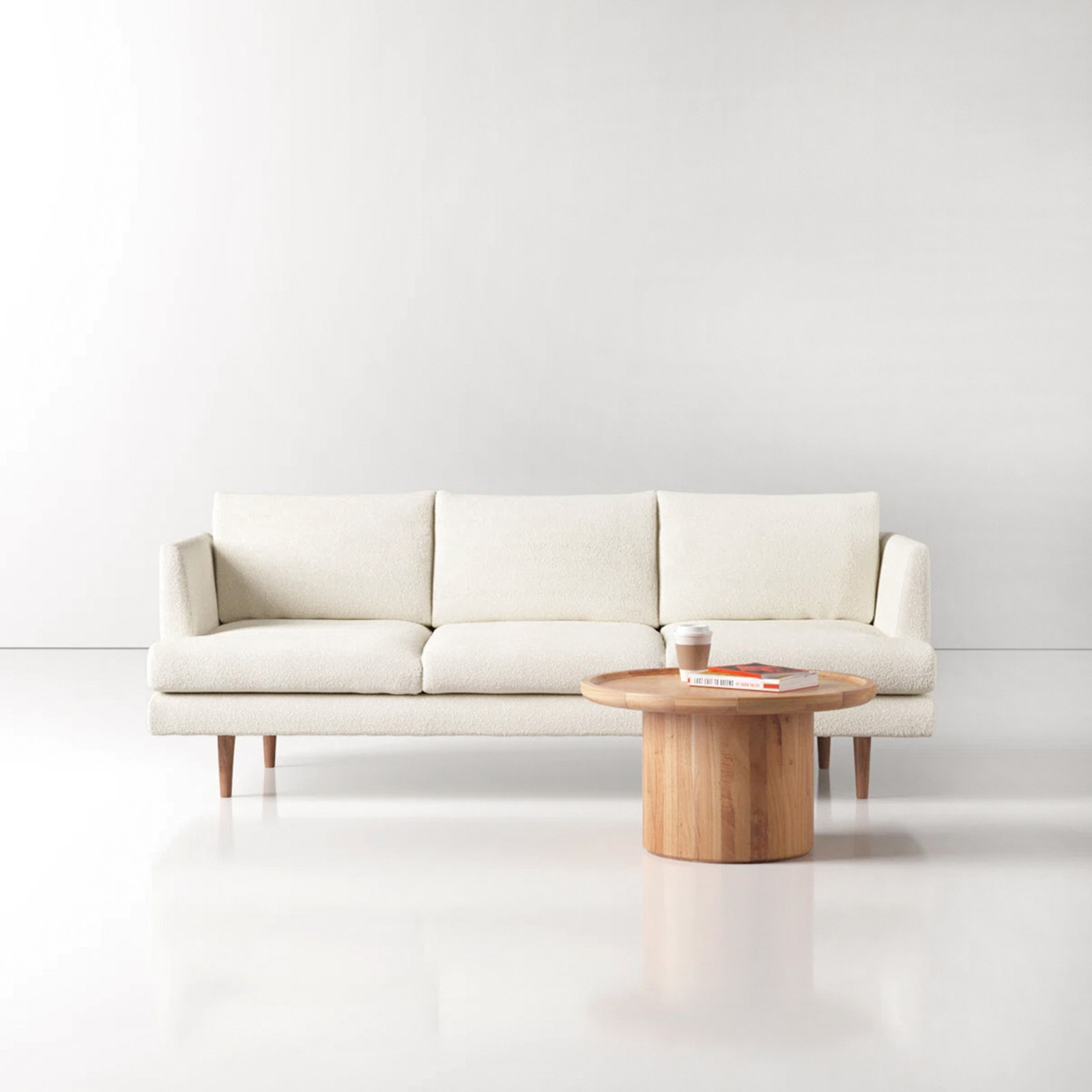Miller 84'' Upholstered Sofa, Cream Boucle 