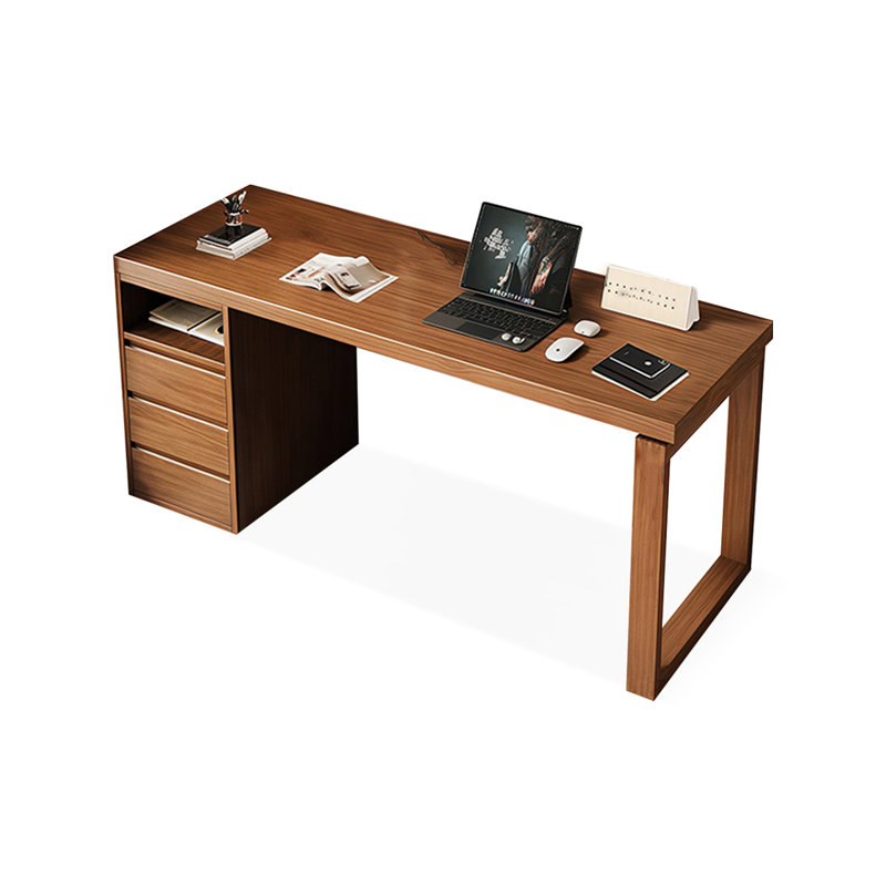 Bureau de direction rectangulaire brun en bois massif avec 3 tiroirs, bureau, H 29,53 po x l 62,99 po x P 23,62 po
