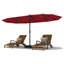 Parasol de patio rectangulaire à double face de 15 pieds avec base - Auvent en polyester imperméable et résistant aux rayons UV - Structure en acier allié robuste, manivelle et inclinaison - Grand parasol d'extérieur-129164741