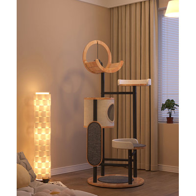 65.75" Black Standard Solid Wood Cat Tree