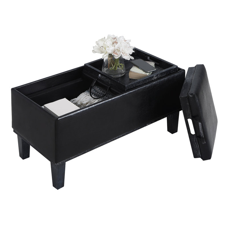 Repose-pieds de rangement rectangulaire avec plateau réversible de 34,5 po Esmee