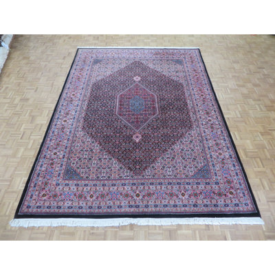 Tapis unique en laine noué à la main mauve de 8 pi 11 po x 12 pi 1 po Mahmood