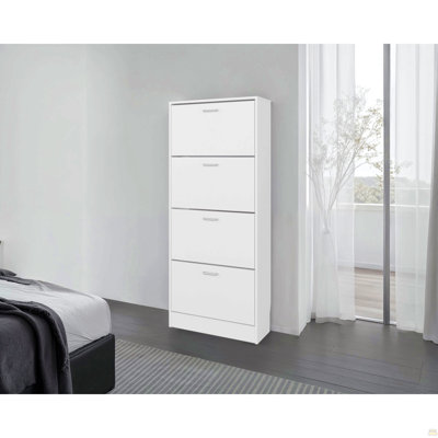 Armoire à chaussures verticale blanche avec portes