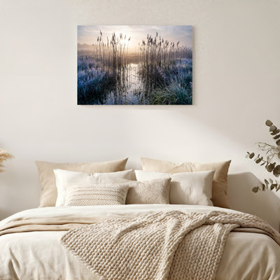 Art mural sur toile Gallery Wrap pour le salon, la chambre à coucher, le bureau ou le vestibule - décoration murale décorative avec roseaux brumeux