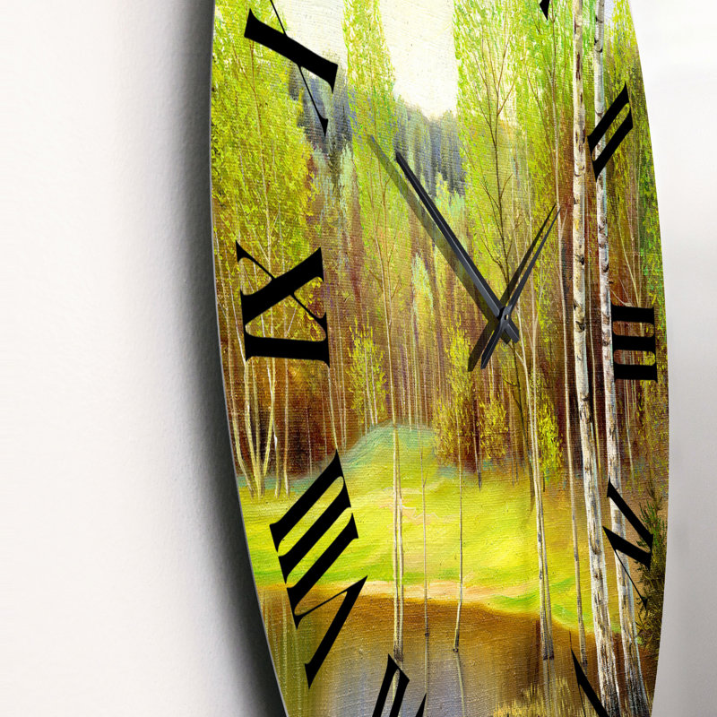 Beautiful Summer River Green Landscape IV - Horloge murale, Moyen