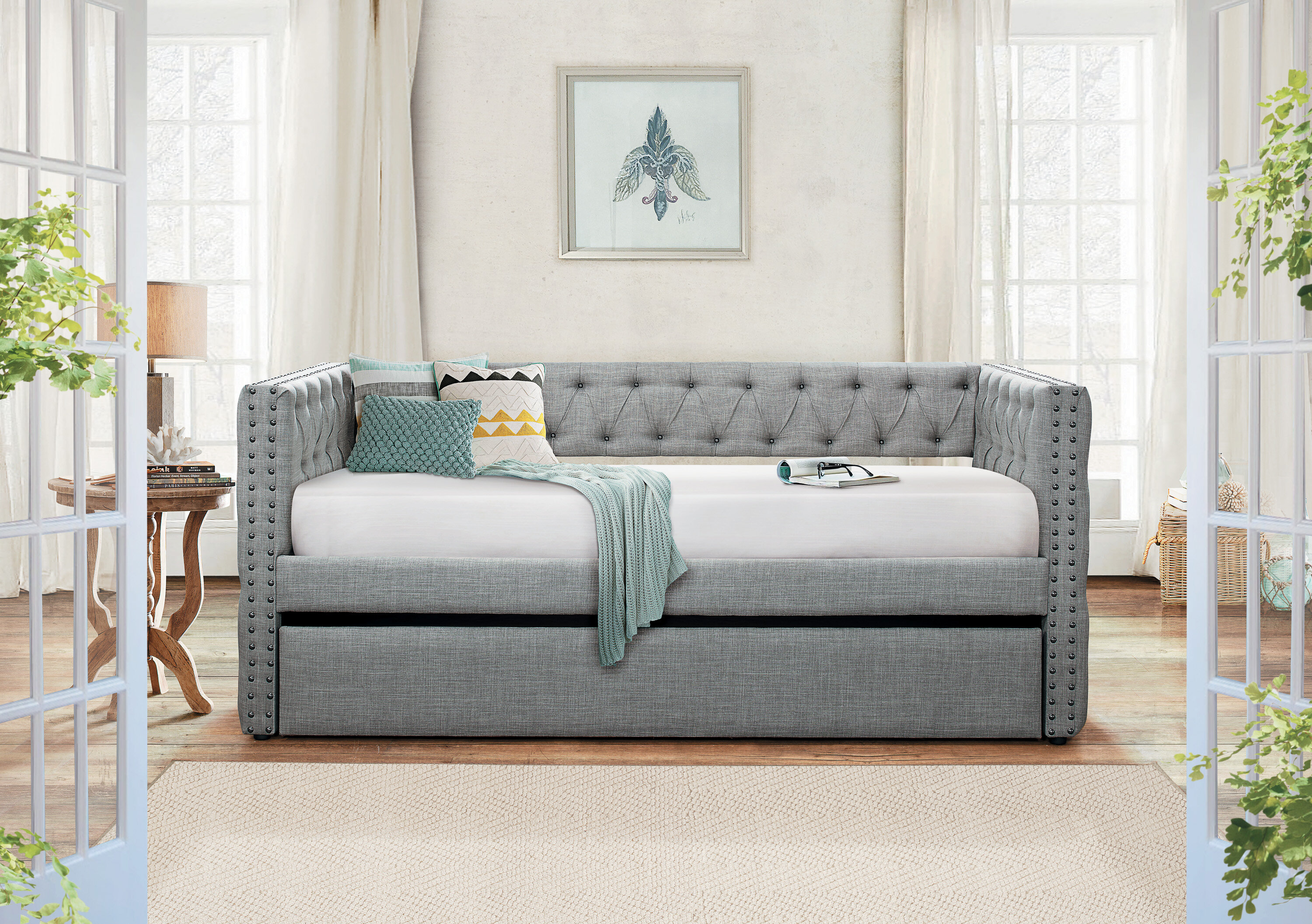 Canora Grey Dawley Upholstered Daybed with Trundle & Reviews | Wayfair