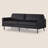 Genuine Leather Square Arm Sofa, Black-1089187087
