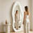 Ivory "Minimalist" Irregular Full-Length Mirror — 63×24 Inches; Soft Flannel-Wrapped Frame; Wall-Mountable Or Leaning (With Stand); Home Dressing Mirror-753980338