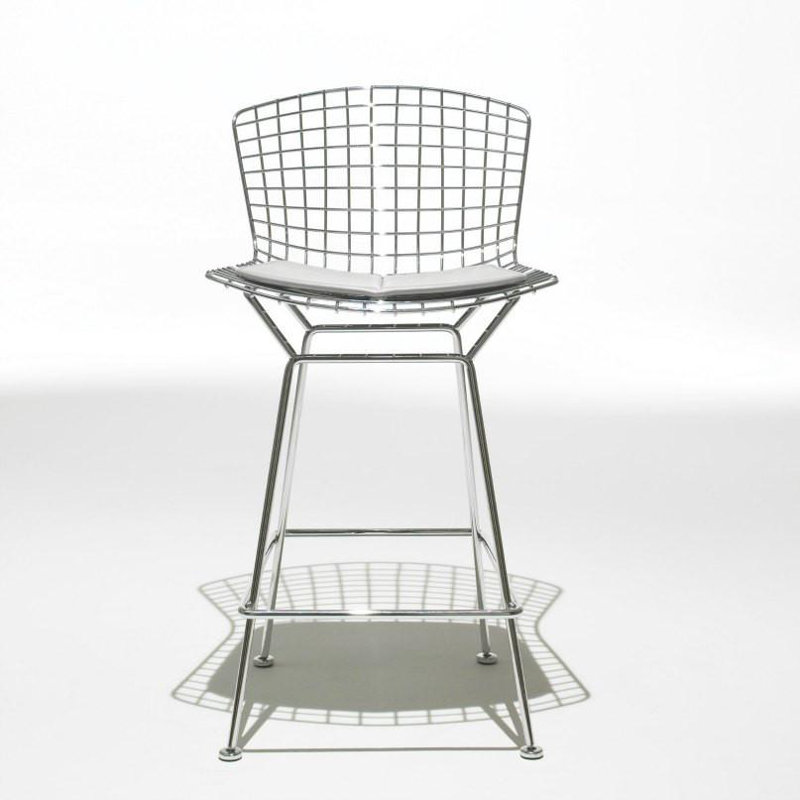 Hagert Counter Stool with Metal Frame, White, Counter Stool ( 26" Seat Height )