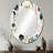 Blue And White Ferns Minimalism Boho Pattern - Blue Traditional Oval Wall Mirror-294219781