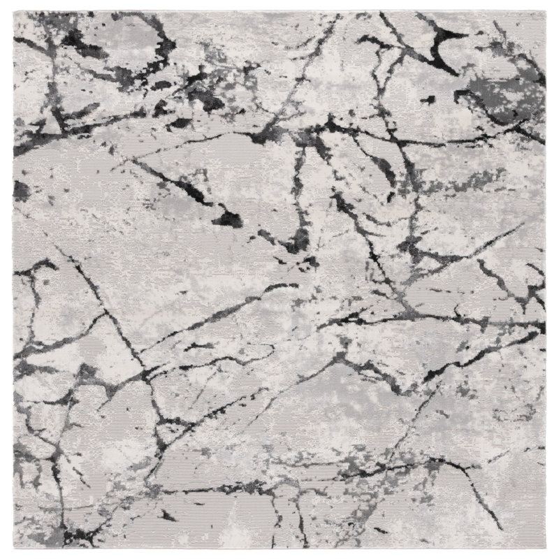 Tapis gris / ivoire foncé Hanna 116, Carré 6 pi 7 po 