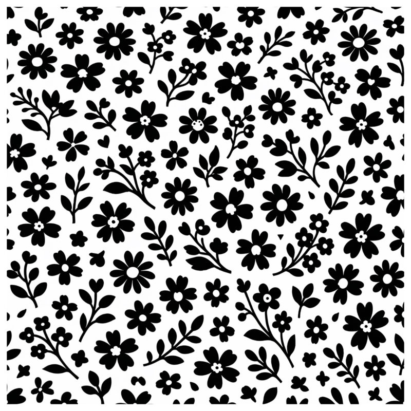 Rideaux de douche noirs et blancs à motif floral très longs, L 70 po x H 84 po