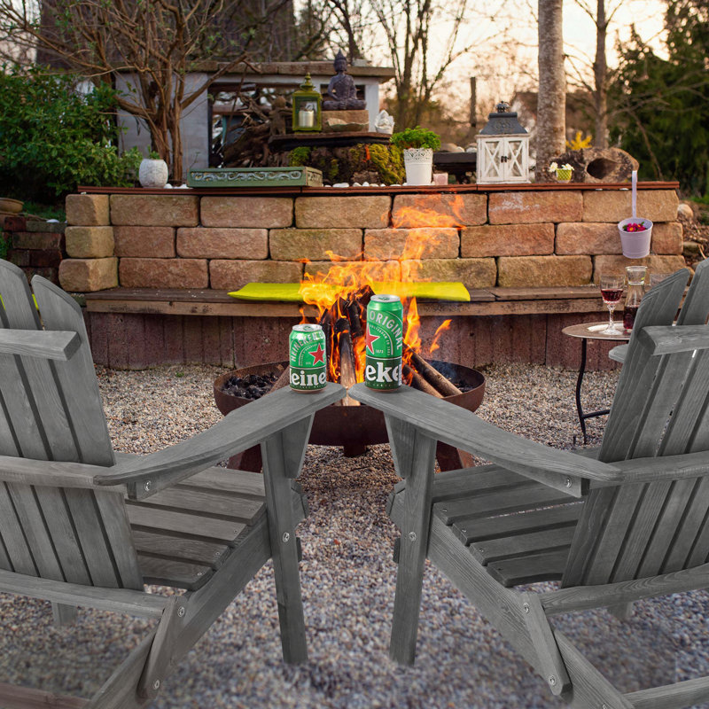 Solid Cedar Wood Folding Adirondack Chair Set of 2 (Half Assembled), Gray