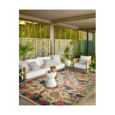 Tapis tissé à motif botanique et tapis lavable