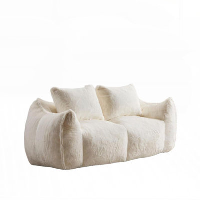 Giant Bean Bag Couch for Adults Ultra Soft Fluffy Loveseat Bean Bag Sofa No Assembly Required Cozy Reading Chair with Pillows