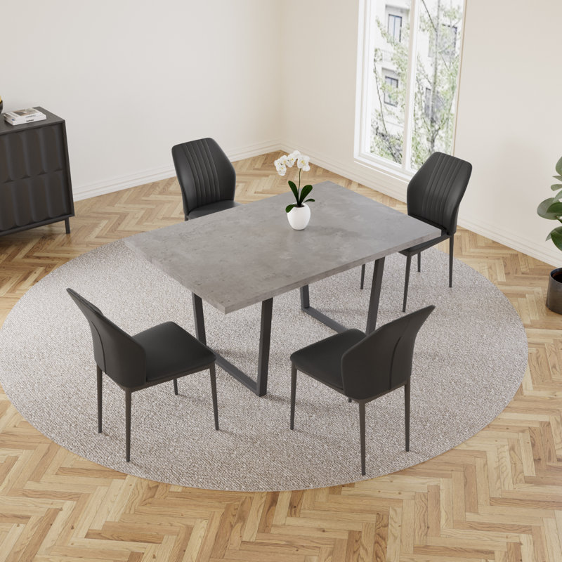 Lakishia 5-Piece Rectangular Dining Table Set with 4 Chairs for Dining Kitchen Room, Black